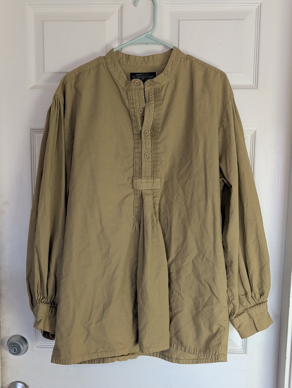J Peterman Shirt Mens Large Otavalo Mountain Pleated Pirate Peasant Frontier